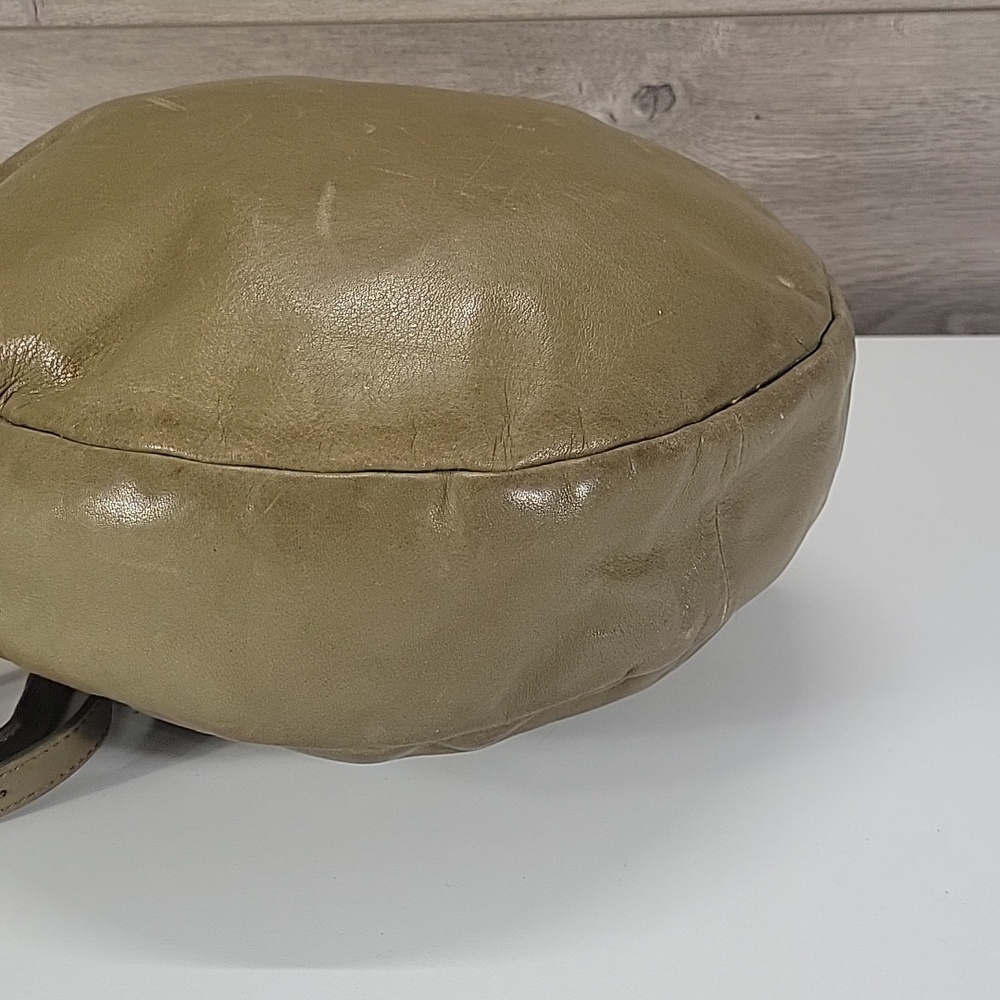Hobo Round Olive Green Leather Crossbody Bag - Picture 7 of 13